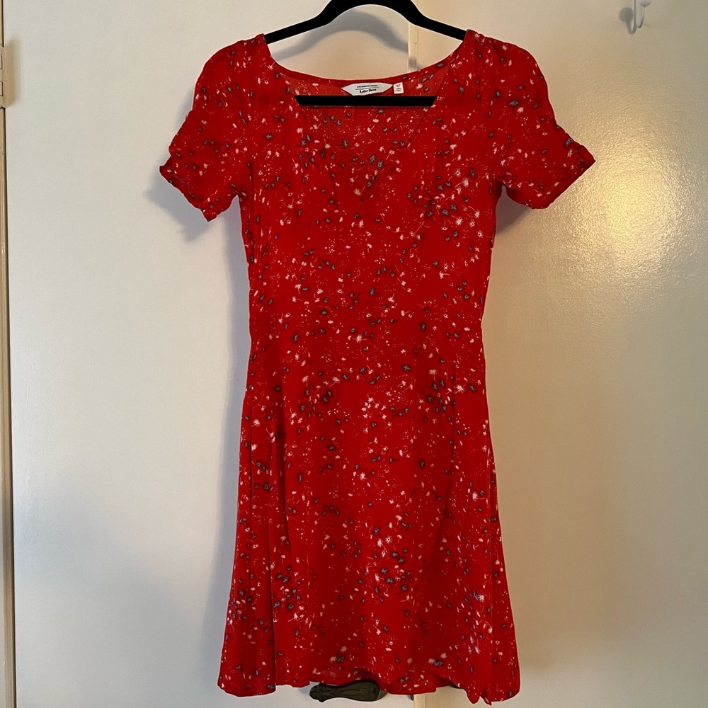 Dandelion Print Red Dress